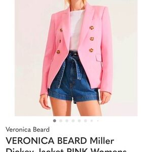 Veronica Beard Pink Double-Breasted Blazer with Gold Buttons
